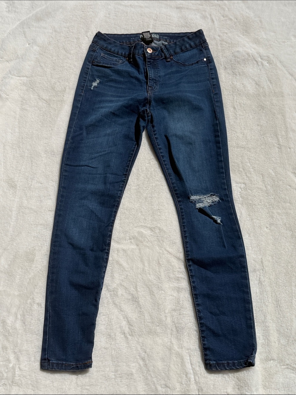 Rewash Dark Blue Ripped Women's Skinny Jeans